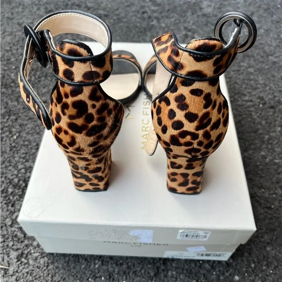 Marc Fisher LTD. Women's Karlee Leopard Print Block Heel Sandals - Picture 6 of 8